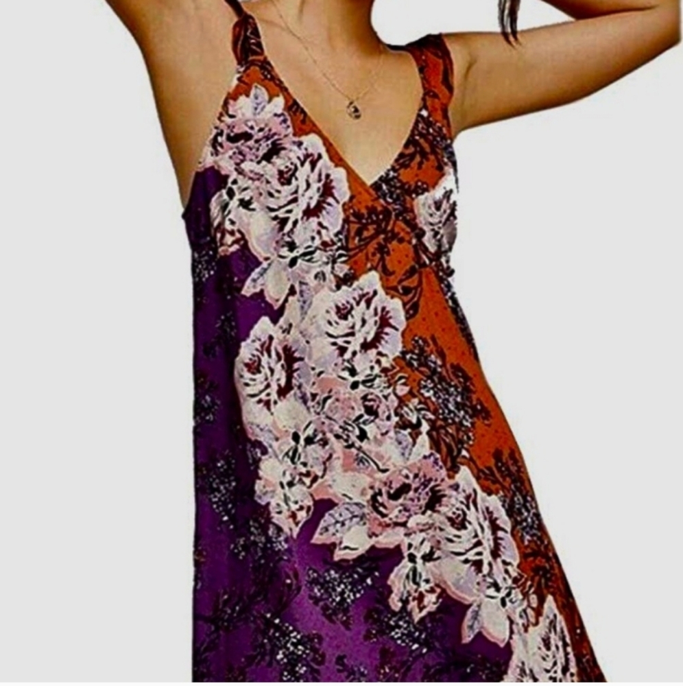 NWT Free People Intimately Lauria Floral Dress In Terra Cotta Sz M